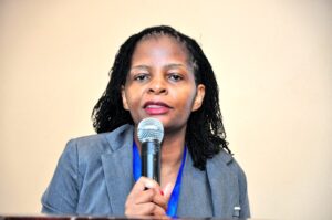 Dr. Jackie Lidubwii, Internews Coordinator for the clean air Catalyst Pilot project in Nairobi during the Clean Air Catalyst Media workshop in Nairobi, 28th, Feb 2023.