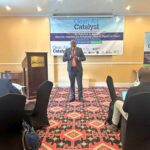 Maurice Kavai, who is the Deputy Director Air quality and climate change in Nairobi city county government speaking to journalists during the Clean Air Catalyst Media workshop in Nairobi, 28th, Feb 2023.