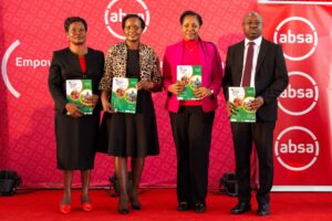 Kakamega County First Lady Janet Barasa, President's Women Rights Advisor, Harriette Chiggai, Absa Business Banking Director Elizabeth Wasunna and Africa Guarantee Fund Head of Risk Joshua Obengele, during launch of a Women's Economic Empowerment and Investment Curriculum.